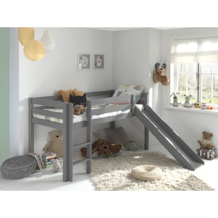 LUCEVI - Pino Halfhoogslaper met Glijbaan 90x200cm - Grijs - H115CM
