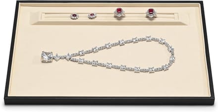 Sieraden Dienblad - Organizer Ringhouder - Sieraden Presenteren - Twee Niveaus - 35 x 24 x 1.5 cm - Beige