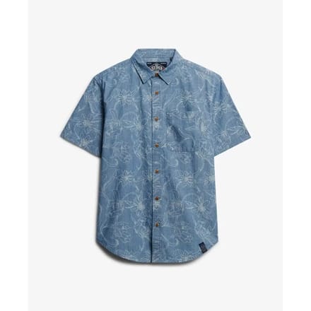 Superdry Vintage Loom Overhemd Met Korte Mouwen Blauw M Man