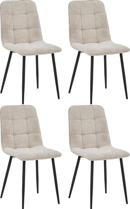 Colenis - Ela Eetkamerstoel - Set Van 4 - Beige - Chenille Stof - Design