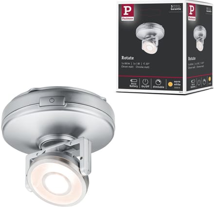 LED-onderkastverlichting Batterij Rotate incl. schakelaar 92 mm 66lm 3000K dimbaar Chroom mat