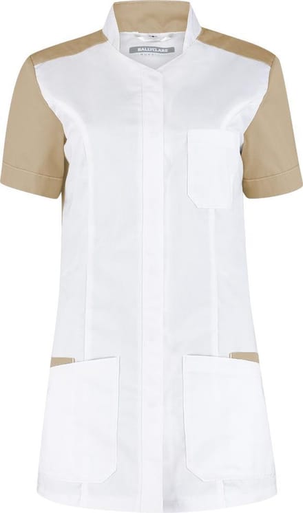 Haen / Ballyclare Dames Zorgjas STRETCH Terra 74157 Wit / Khaki - Maat 2XL