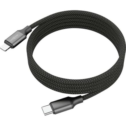 Ansmann 1700-0187 USB-kabel Apple Lightning stekker, USB-C stekker 120 cm Zwart Textielmantel