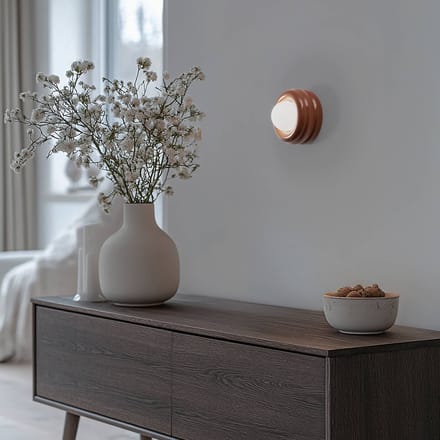 Argon Wandlamp Tina, terracotta/opaal, glas, Ø 19 cm