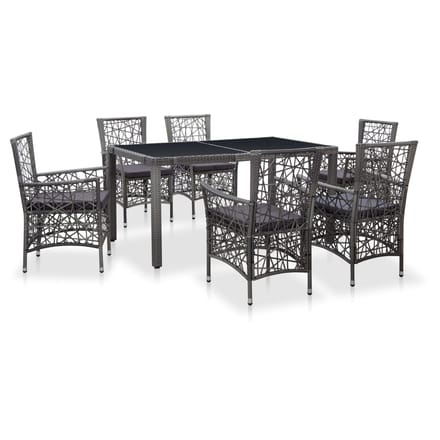 vidaXL - 7-delige - Tuinset - poly - rattan - grijs