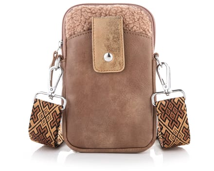 Tas - Schouder tasje - Telefoon tasje - Taupe - Bont - pu