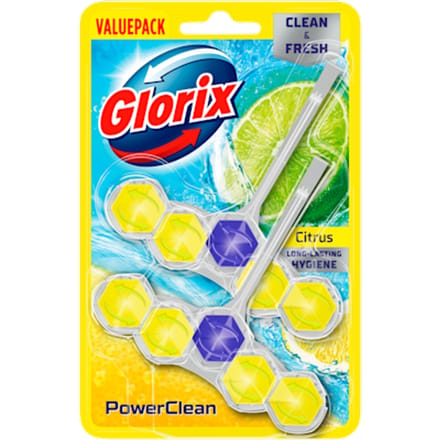 Glorix Toiletblok Power Clean Citroen - 2 stuks
