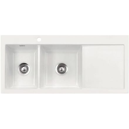 Systemceram Keradomo Mera Double built-in sink left with manual override, incl. tap hole