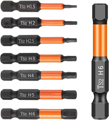 Inbussleutelset - Zeskantboren - Reparatiewerkzaamheden - Extra lange bits - 7 Delig - Grijs