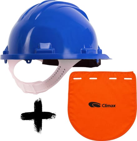 Climax Blauwe Bouwhelm met Nekbescherming - Nekflap met Veiligheidshelm