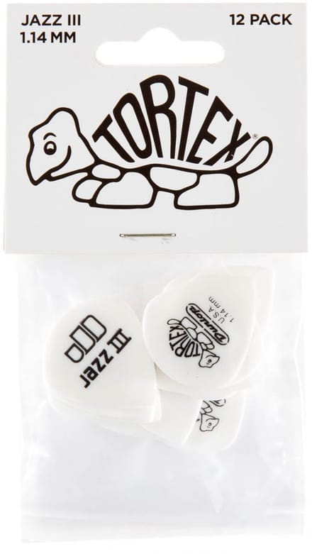 Jim Dunlop Tortex - Plectrums - Pitch Black Jazz III - 1,14 mm - Player's Pack 12 Stuks