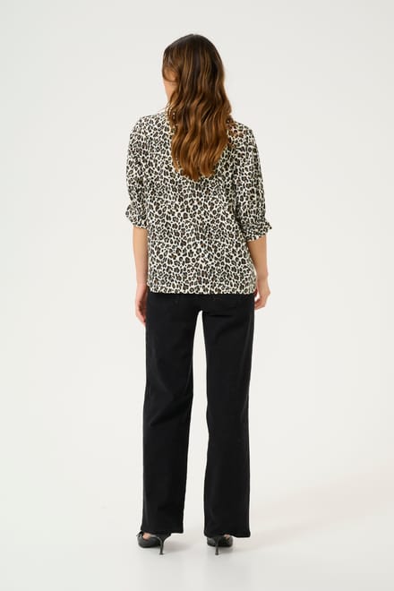 Blouse met korte mouwen Regular fit Multi Color Leo Print leopard