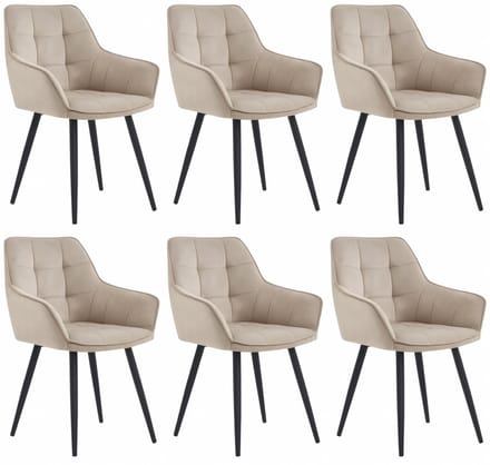 Colenis - Oriana Eetkamerstoel - Set Van 6 - Beige - Fluweel - Velvet - Industrieel