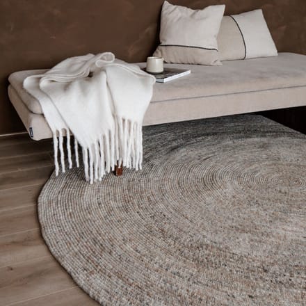 Rond wollen vloerkleed Gapo Grijs/Bruin Gemeleerd - Rond 150 Ø - (M)