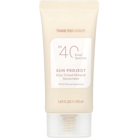 Thank You Farmer, Sun Project, Rice Tinted Mineral Sunscreen, SPF40, 1.69 fl oz (50 ml) white