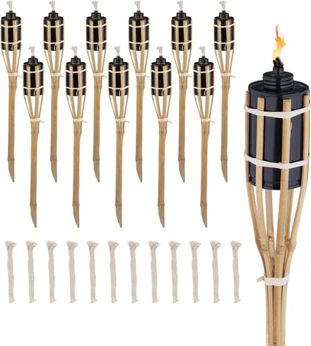 tuinfakkels - set van 12 - 50 cm - bamboe - met reservelont