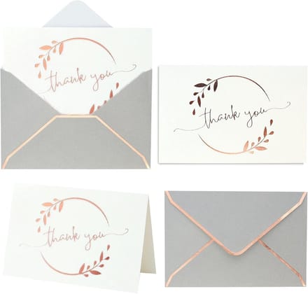 36 bedankkaarten met enveloppen - 10 x 15 cm - goud