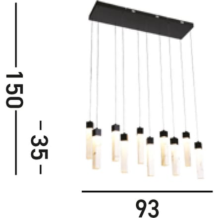 Searchlight Moonbeam LED hanglamp, 10-lamps, zwart, wit, metaal