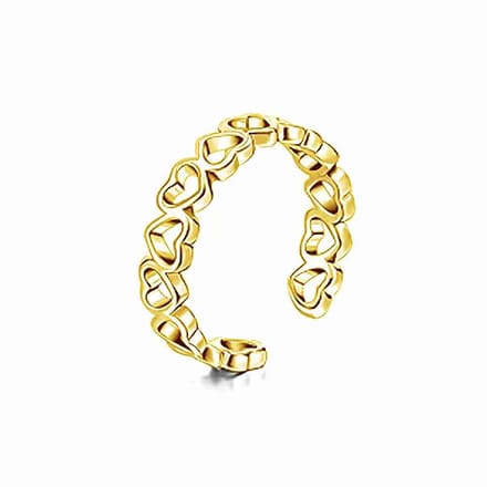 WeLoveSilver - Goudkleurige ring - Chirurgisch staal - Open hartjes