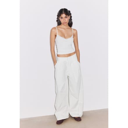 Stradivarius Top met bandjes en kant  Ecru S