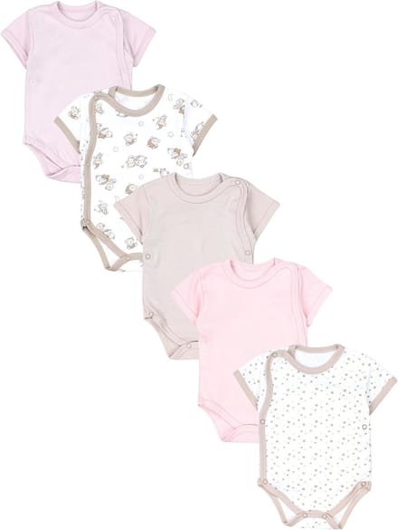 Baby Meisjes Rompers - Kleding Set - Dagelijks Gebruik - Praktische Drukknopen - Set van 5 - Multicolor