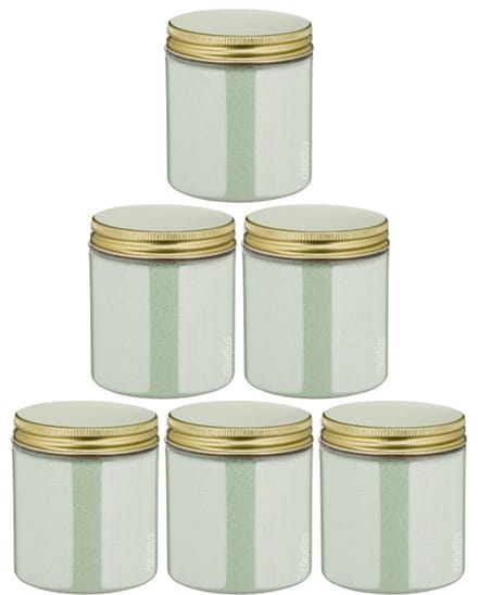 Scrubzout Dennen - 300 gram - Pot met gouden deksel - set van 6 stuks - Hydraterende Lichaamsscrub