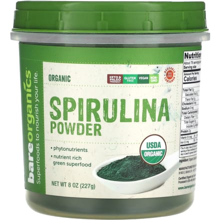 BareOrganics, Biologisch Spirulinapoeder, 227 gram (227 gr)