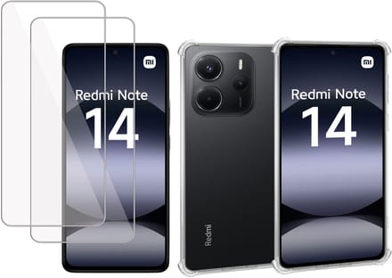 ChiGuard Hoesje & 2x Screenprotector geschikt voor Xiaomi Redmi Note 14 – Gehard Glas Cover + Shock Proof Case – Transparant