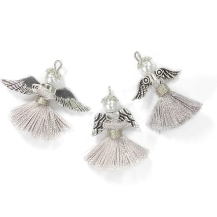 Ambachtelijke set "Tassel angel", set van 3 - Zilver