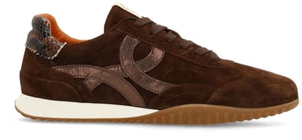 Manfield - Dames - Bruine suède sneakers - Maat 36