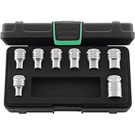 Dopsleutelset 50TX/8 8 st.1/2 inch voor externe stervormige schroeven