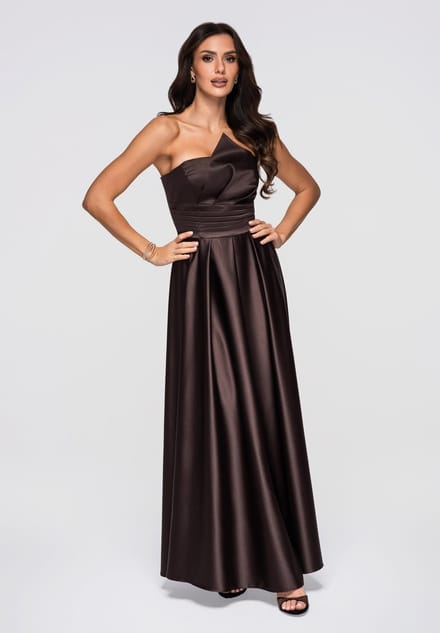LARICA Jurk - Rits - Effen - Jurk Bruin S