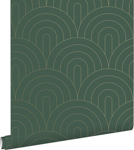 ESTAhome behang art deco motief smaragd groen - 53 cm x 10.05 m - 139744