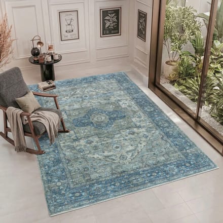 Muratap Vintage vloerkleed blue oasis groen multi wasbaar- 80x150 cm