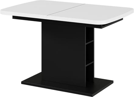 Vicco Eettafel Fenaro, Wit/Zwart, 120-160 x 80 cm met open compartimenten