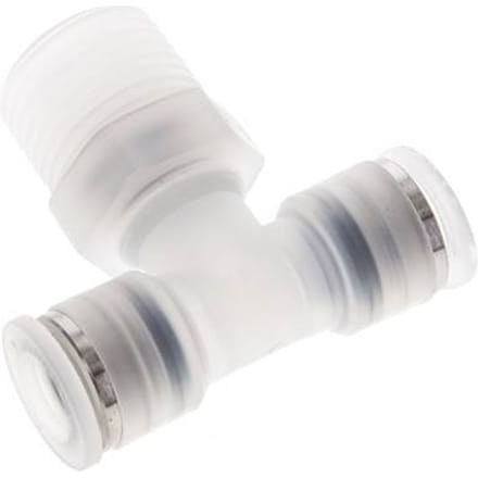 10mm x R1/2'' inline T-stuk PA Insteekfitting Buitendraad FDA Draaibaar EPDM