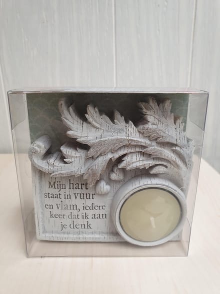 H&H Driftwood theelichthouder met tekst Mijn hart.......