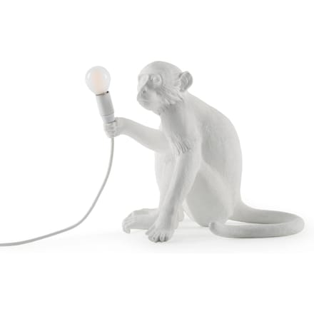 SELETTI LED decoratie-tafellamp Monkey Lamp, wit, zittend