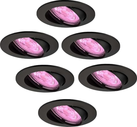 Ledvion - 6X SMART LED Inbouwspot Amsterdam - Zwart - Dimbaar