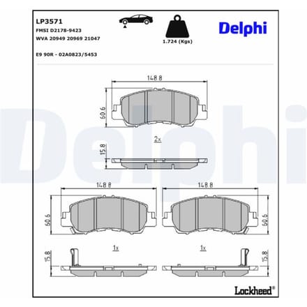 Remblokset DELPHI LP3571, voor
