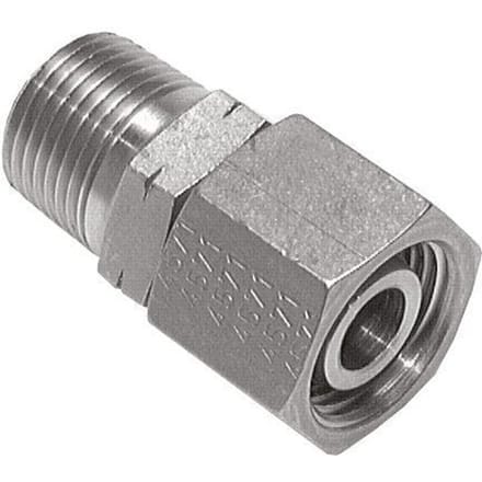14S & 1/2'' NPT RVS Rechte Draaidoorvoer Buitendraad 630bar Verstelbaar ISO 8434-1