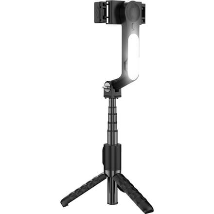 Stabilisateur Gimbal Portable pour Smartphone Perche à Selfie Extensible Trépied avec LED Détachable noir