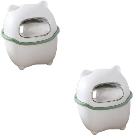 Bureau Prullenbak - Mini Afvalbak - Bureau Opruimen - Met Deksel - 2 Stuks - Groen Wit