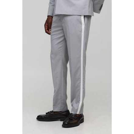 Slim fit getailleerde broek met contrasterende streep | Grey | Size XS