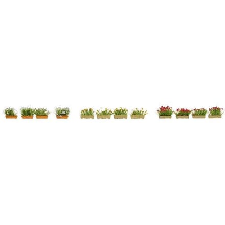 NOCH 14009 H0 bloembakken bloeiend rood, wit en geel (elk 4x) Kant-en-klaar model