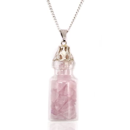 Flesvormige edelstenen ketting - Rozenkwarts
