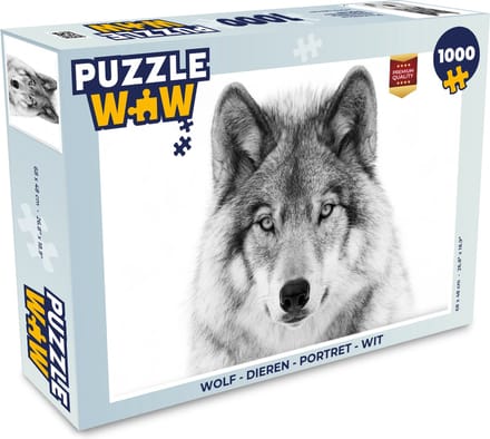 Puzzel Wolf - Dieren - Portret - Wit - Legpuzzel - Puzzel 1000 stukjes volwassenen