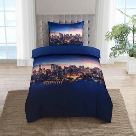 Dekbedovertrek Set - New York -Eenpersoons -140x220cm + 1x kussensloop 60x70 cm-Multi kleuren