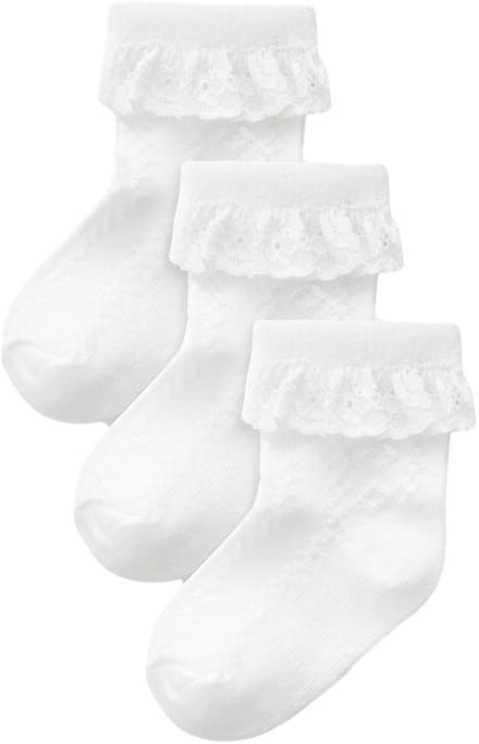 Next - Meisjes - Verpakking van 3 paar babysokken met kant - Wit