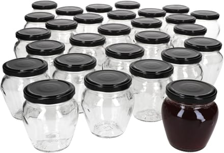 Set van 75 jampotjes Vaso Orcio 212ml + To63 deksel zwart